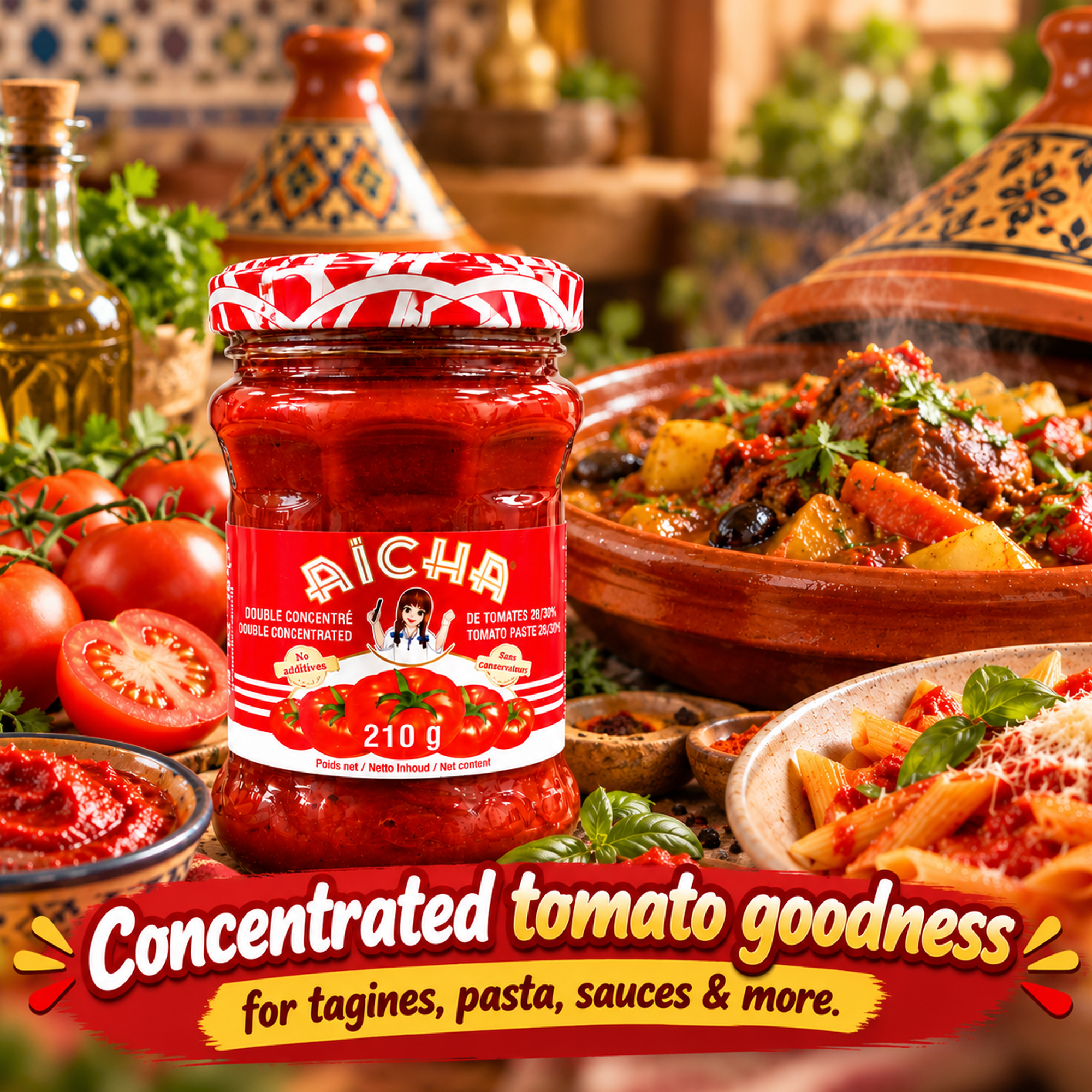 Aicha Tomato Paste 210g | Moroccan Tomato Concentrate