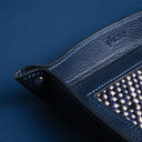 IDYR Amkkuz Square Leather Catchall in Blue | Handmade Moroccan Artisan Tray
