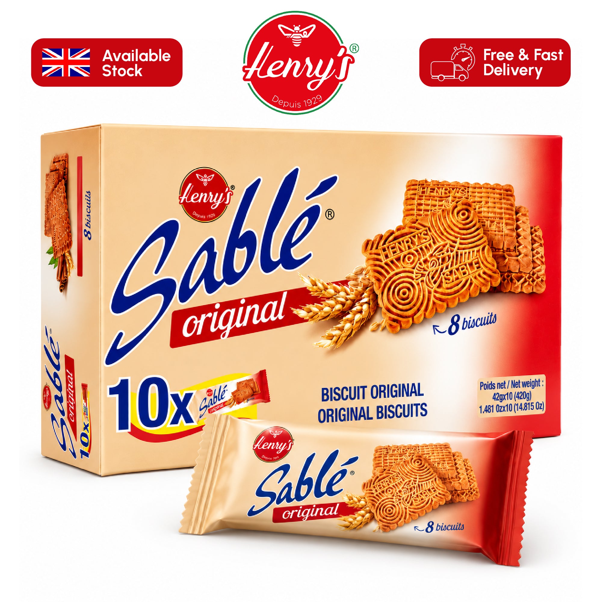 Henry’s Sablé Biscuits – Moroccan Tea Biscuits | Original, Coconut & Cinnamon | Multiple Pack Sizes