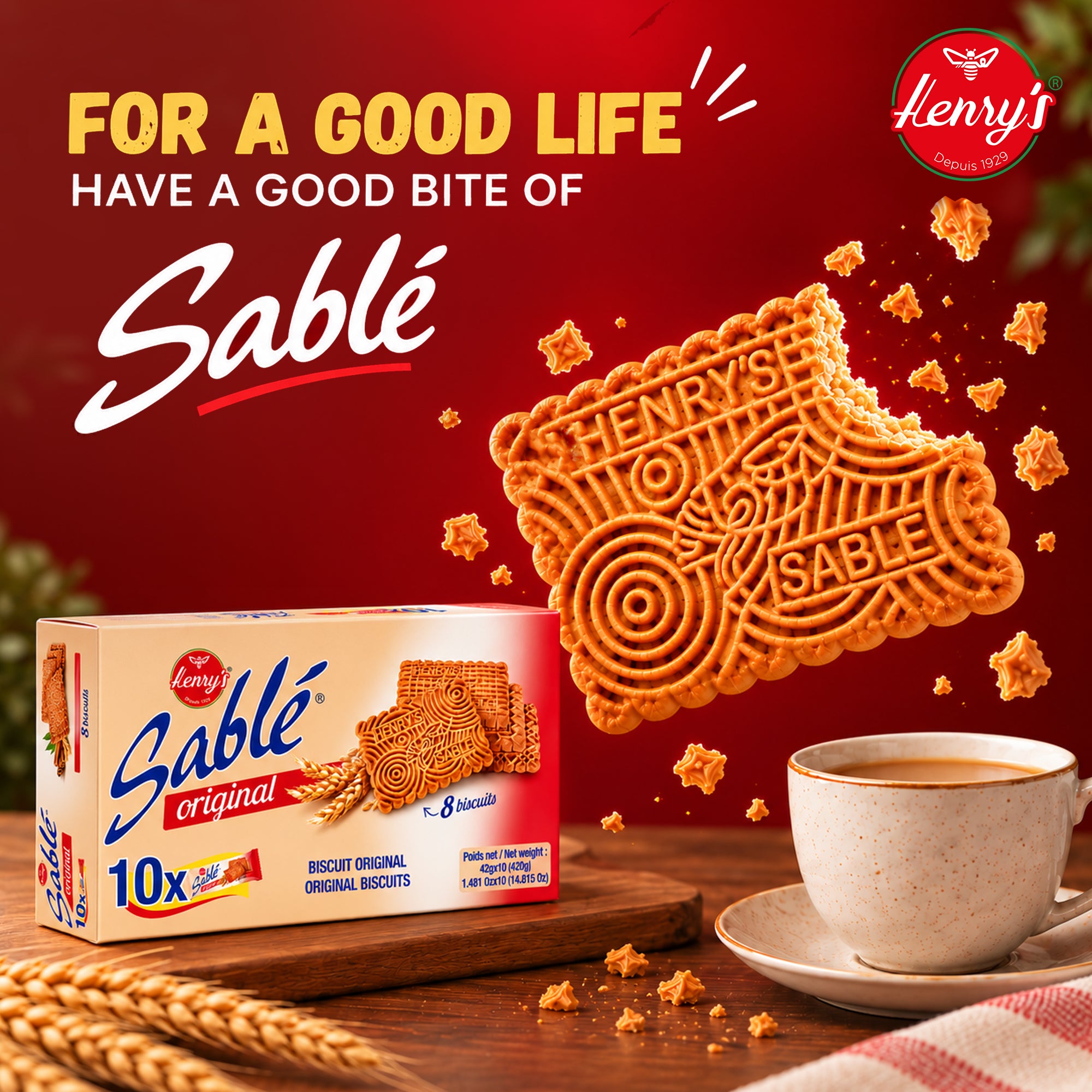 Henry’s Sablé Original Biscuits – 10 x 42g Packs