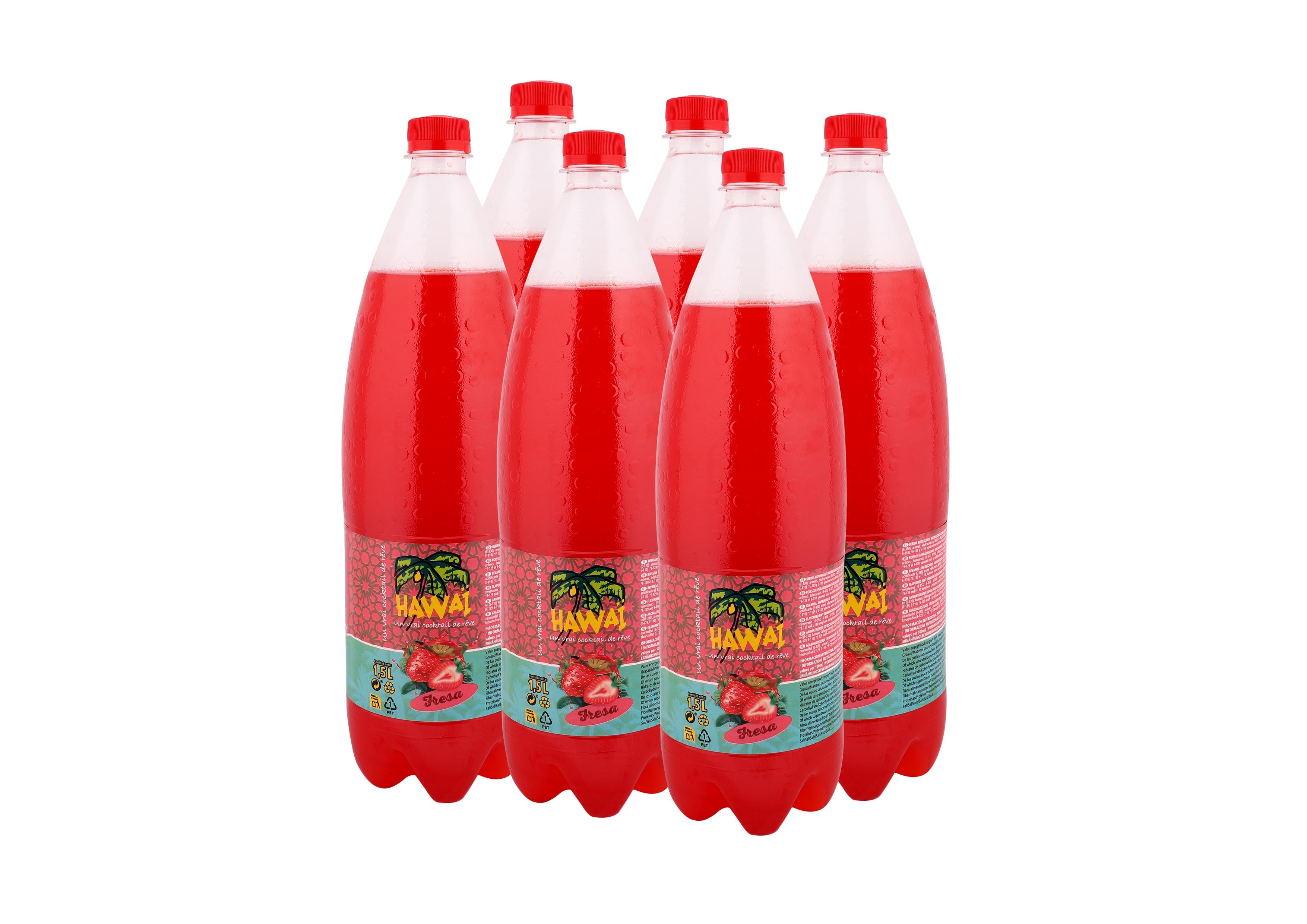 Hawai Stawberry 1.5L Plastic Bottle (Pack of 6)