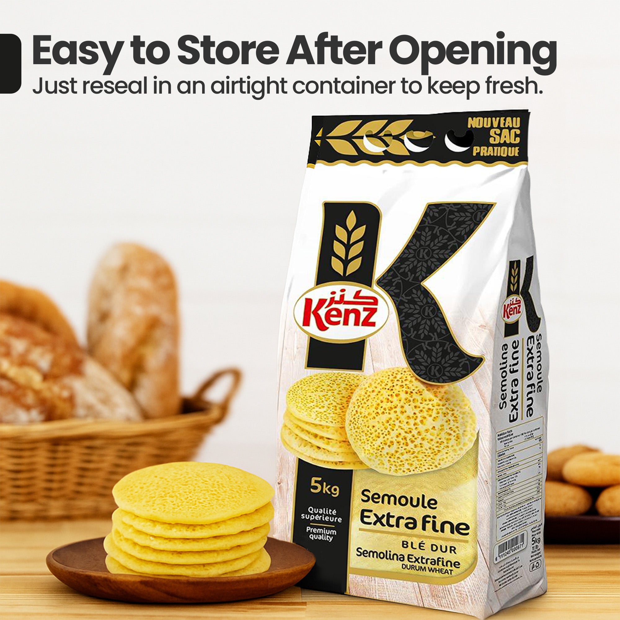 Kenz Finot Extra Fine Semolina 5kg Bag