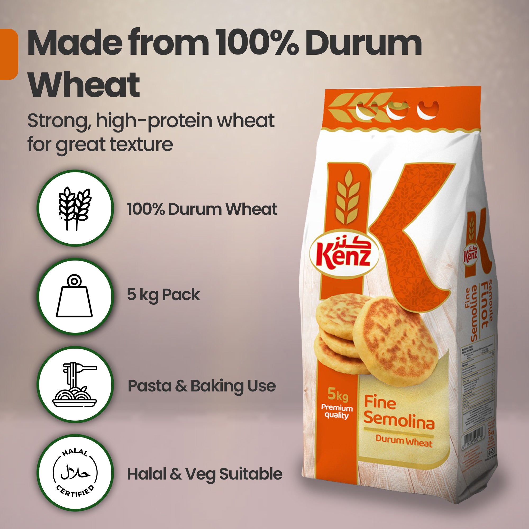 Kenz Finot Durum Semolina 5Kg Bag