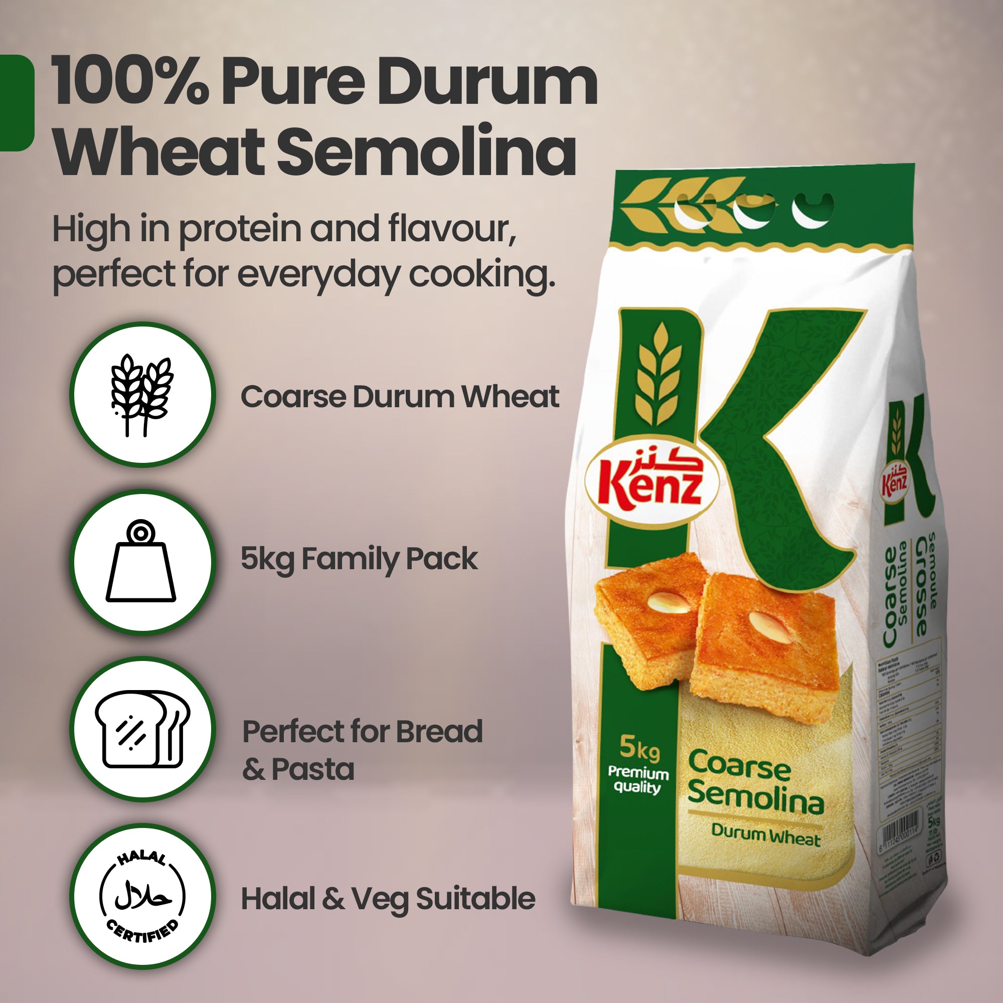 Kenz Coarse Durum Semolina 5Kg Bag