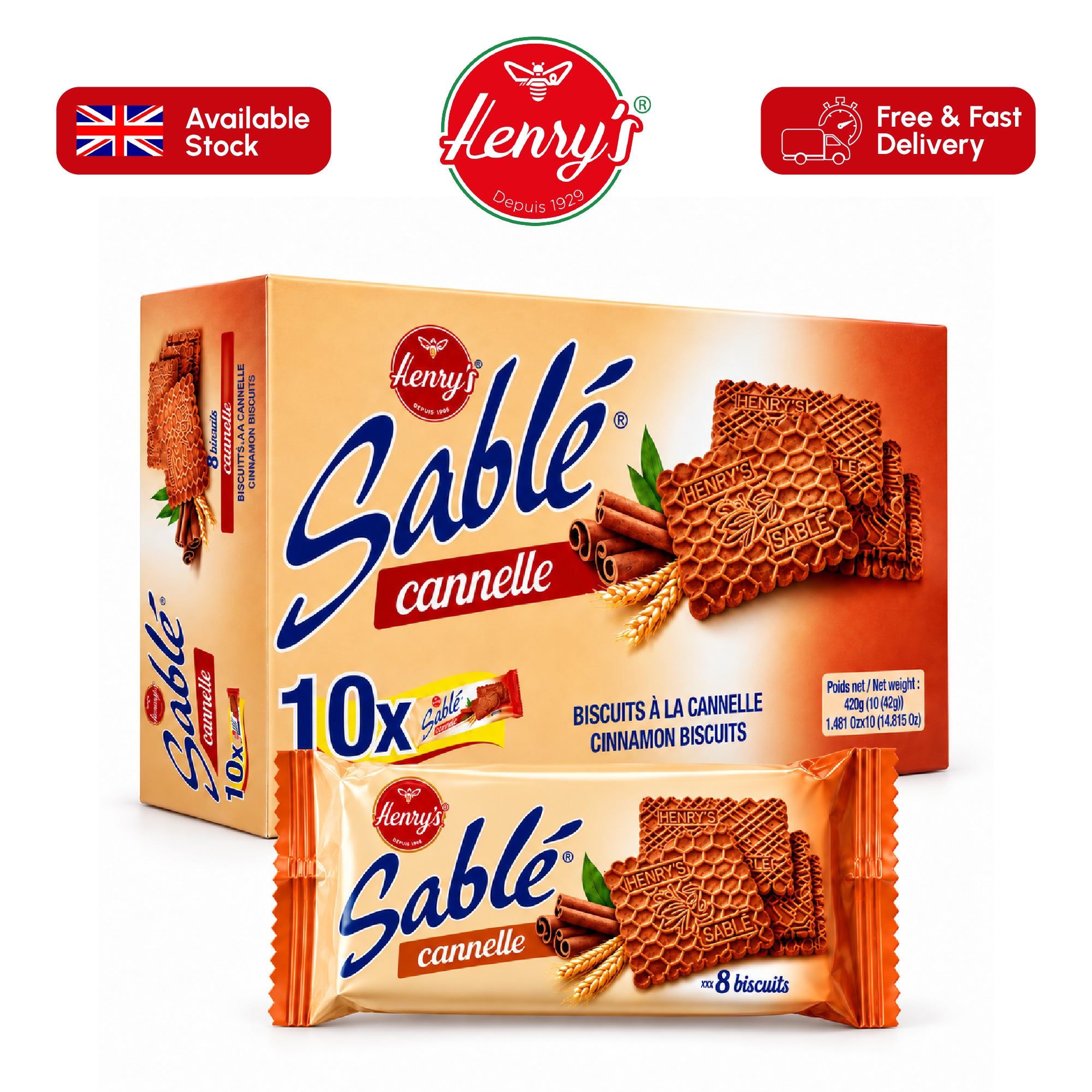 Henry’s Sablé Biscuits – Moroccan Tea Biscuits | Original, Coconut & Cinnamon | Multiple Pack Sizes