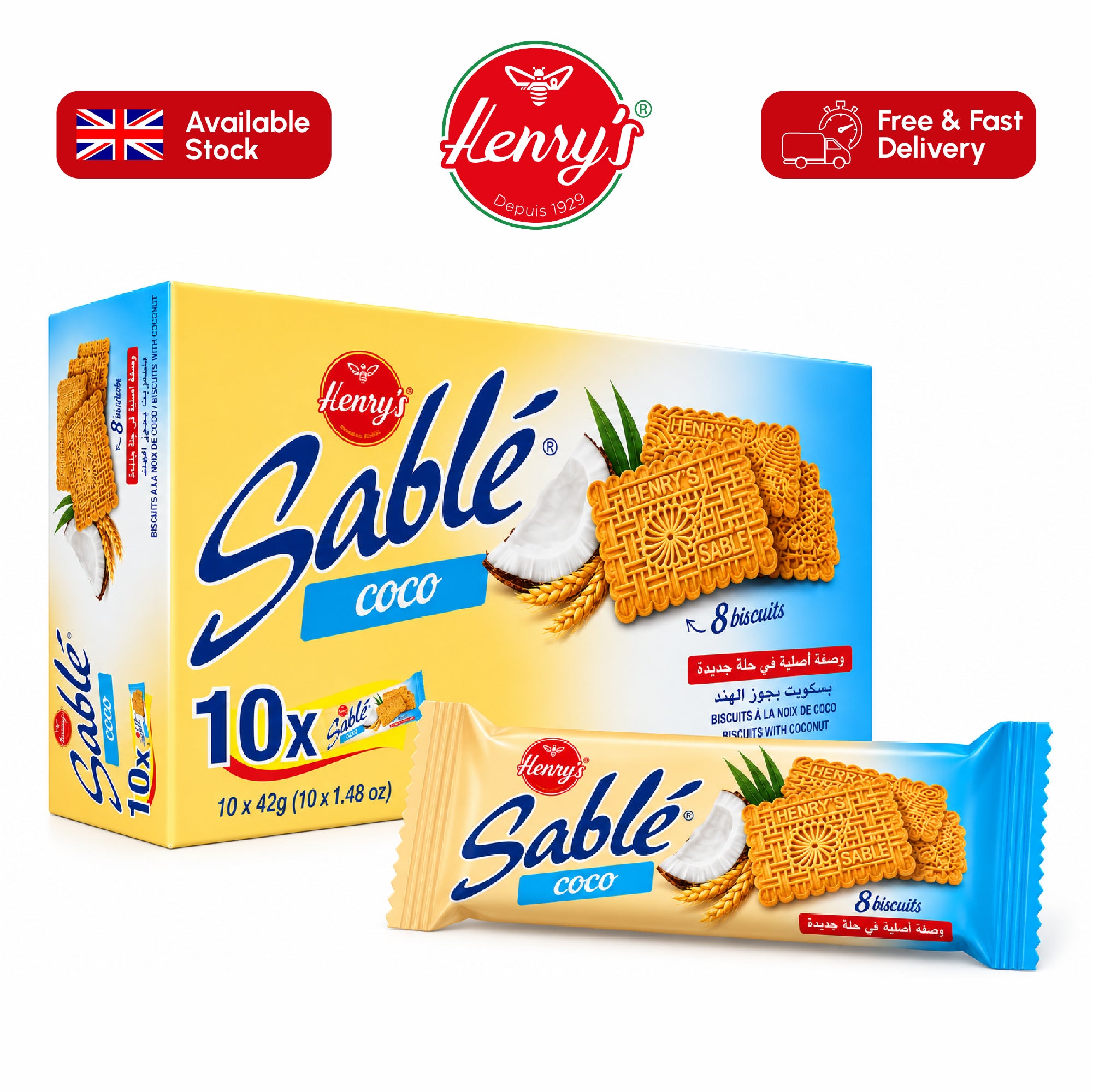Henry’s Sablé Biscuits – Moroccan Tea Biscuits | Original, Coconut & Cinnamon | Multiple Pack Sizes