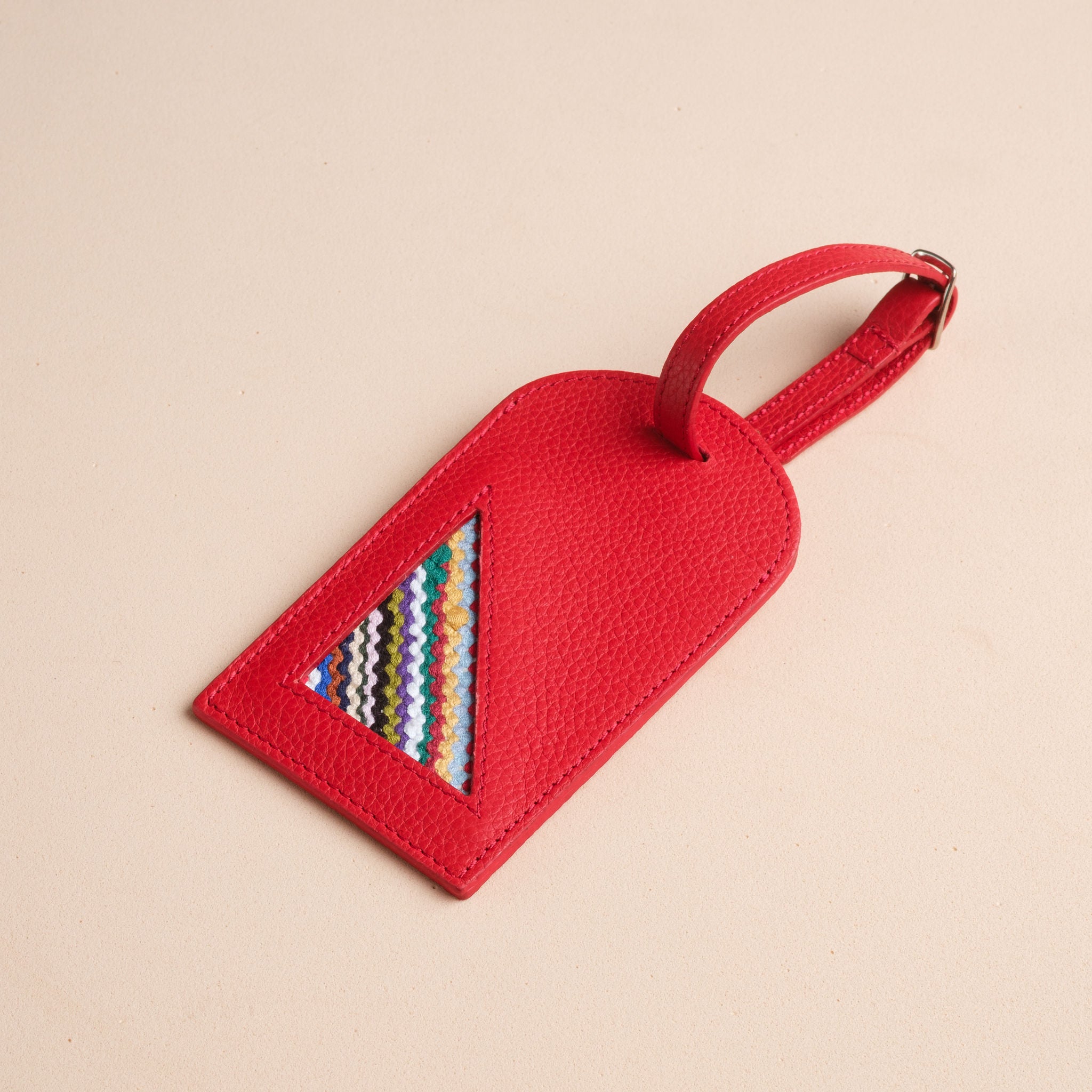 IDYR Azara Luggage Tag in Red | Handmade Luxury Moroccan Leather Accessory