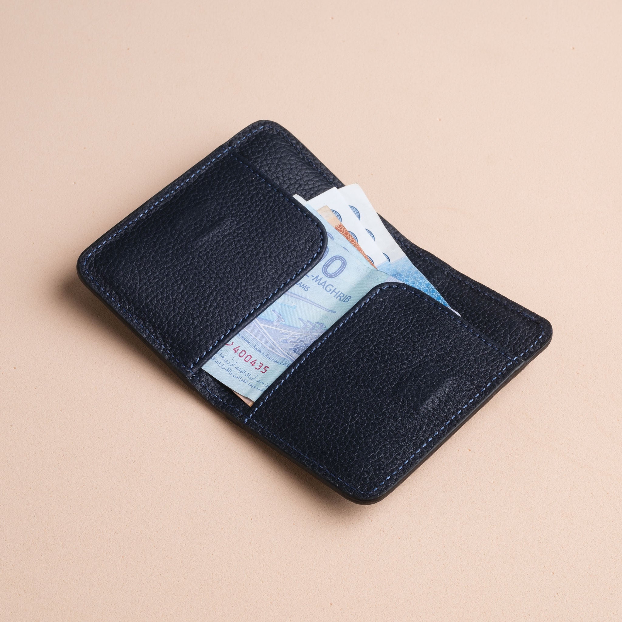 IDYR Nudu Pocket Wallet in Blue | Handmade Luxury Moroccan Leather Accessory