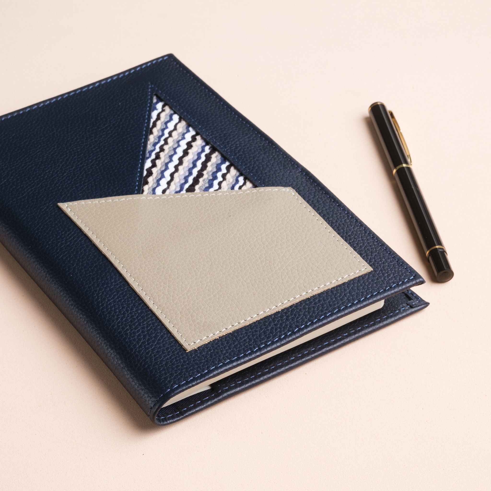 IDYR Kennash Notebook Cover Set in Blue | Handmade Moroccan Leather & Boucherouite