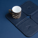 IDYR Afnjal Coaster Set in Blue | Handmade Luxury Moroccan Leather Coasters