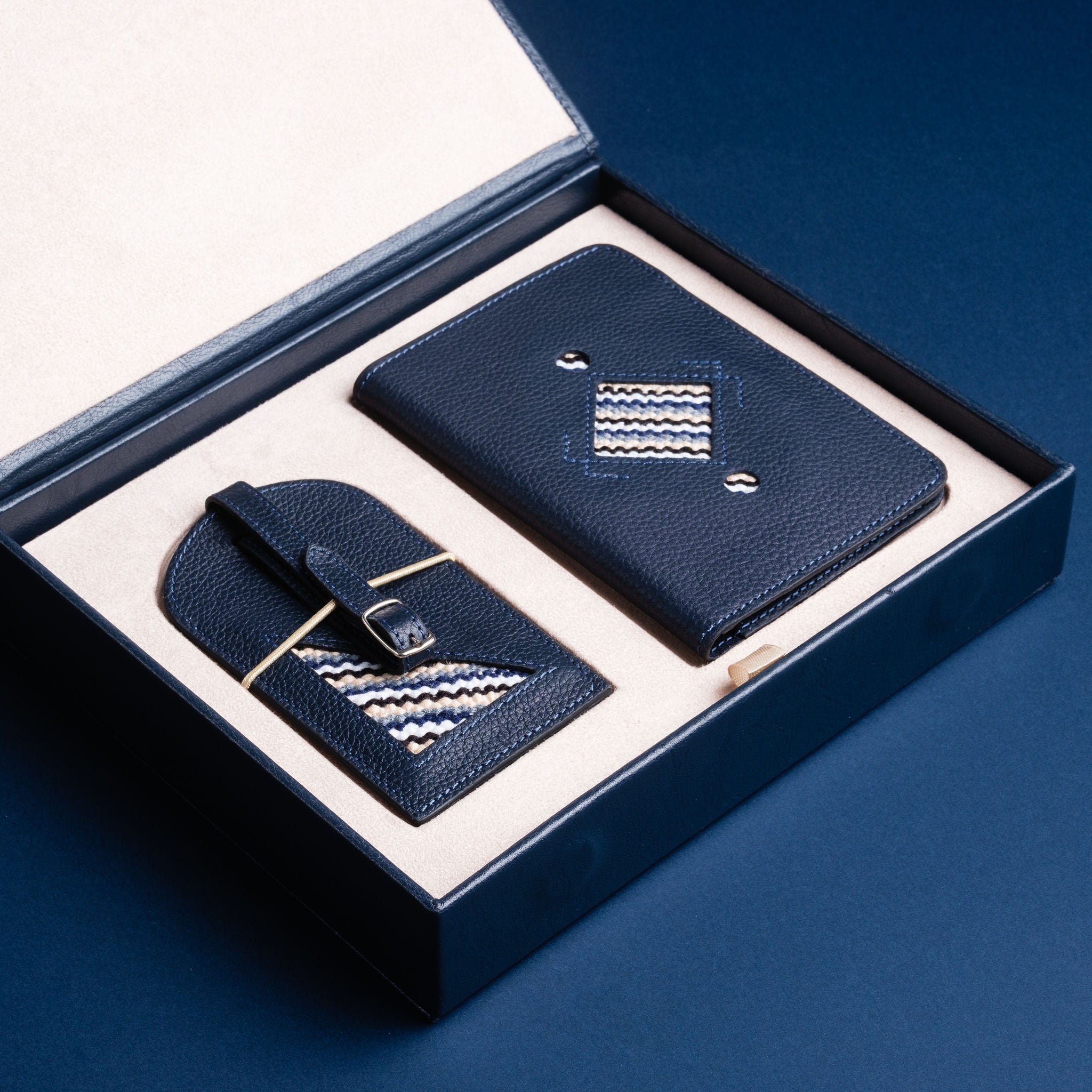 IDYR Safar II Premium Travel Gift Set Blue | Handmade Luxury Moroccan Leather