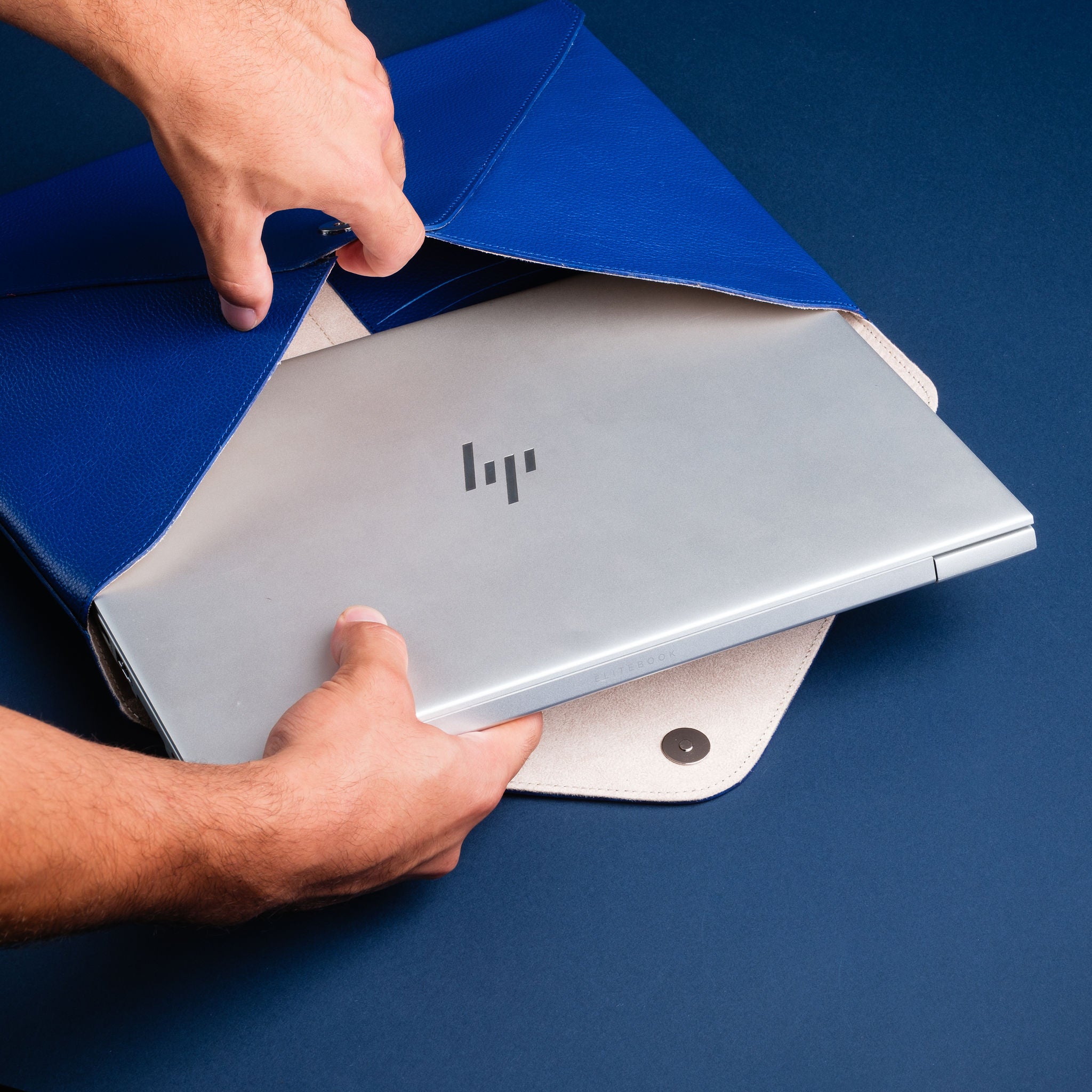 IDYR Ltam Ikhoy 13 Tablet & PC Sleeve in Blue  | Handmade Luxury Leather