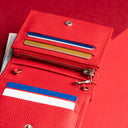 IDYR Afessas Wallet with Chain in Red  | Handmade Moroccan Leather & Boucherouite