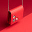 IDYR Afessas Wallet with Chain in Red  | Handmade Moroccan Leather & Boucherouite