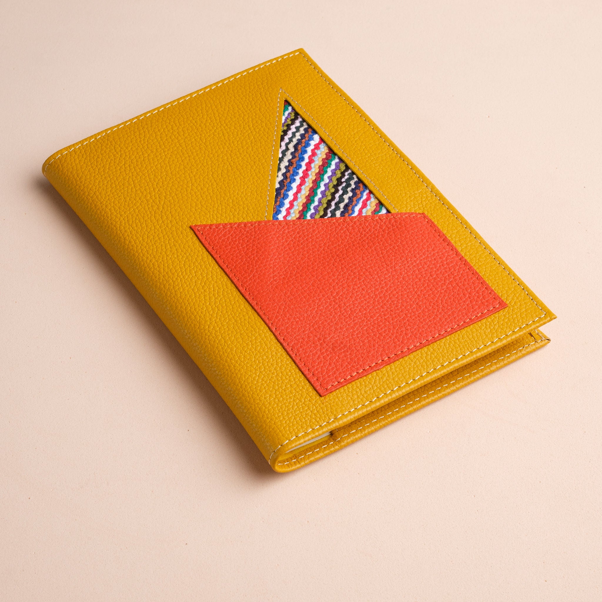 IDYR Kennash Notebook Cover Set in Yellow | Handmade Moroccan Leather & Boucherouite