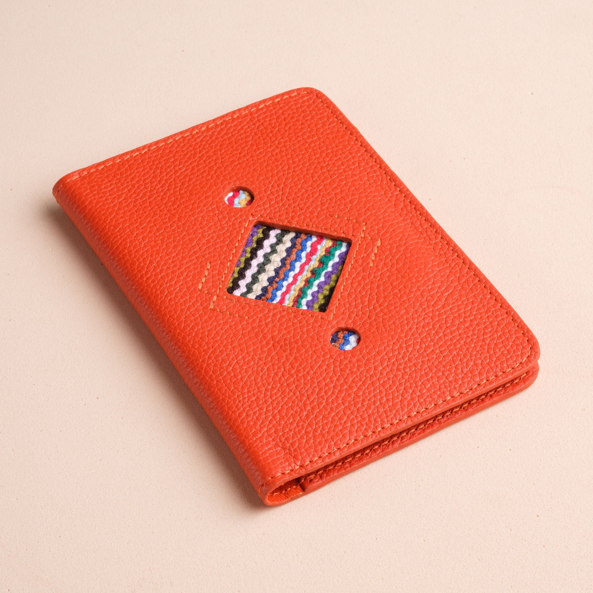 IDYR Ahaddoun Passport Holder in Orange | Handmade Leather & Boucherouite