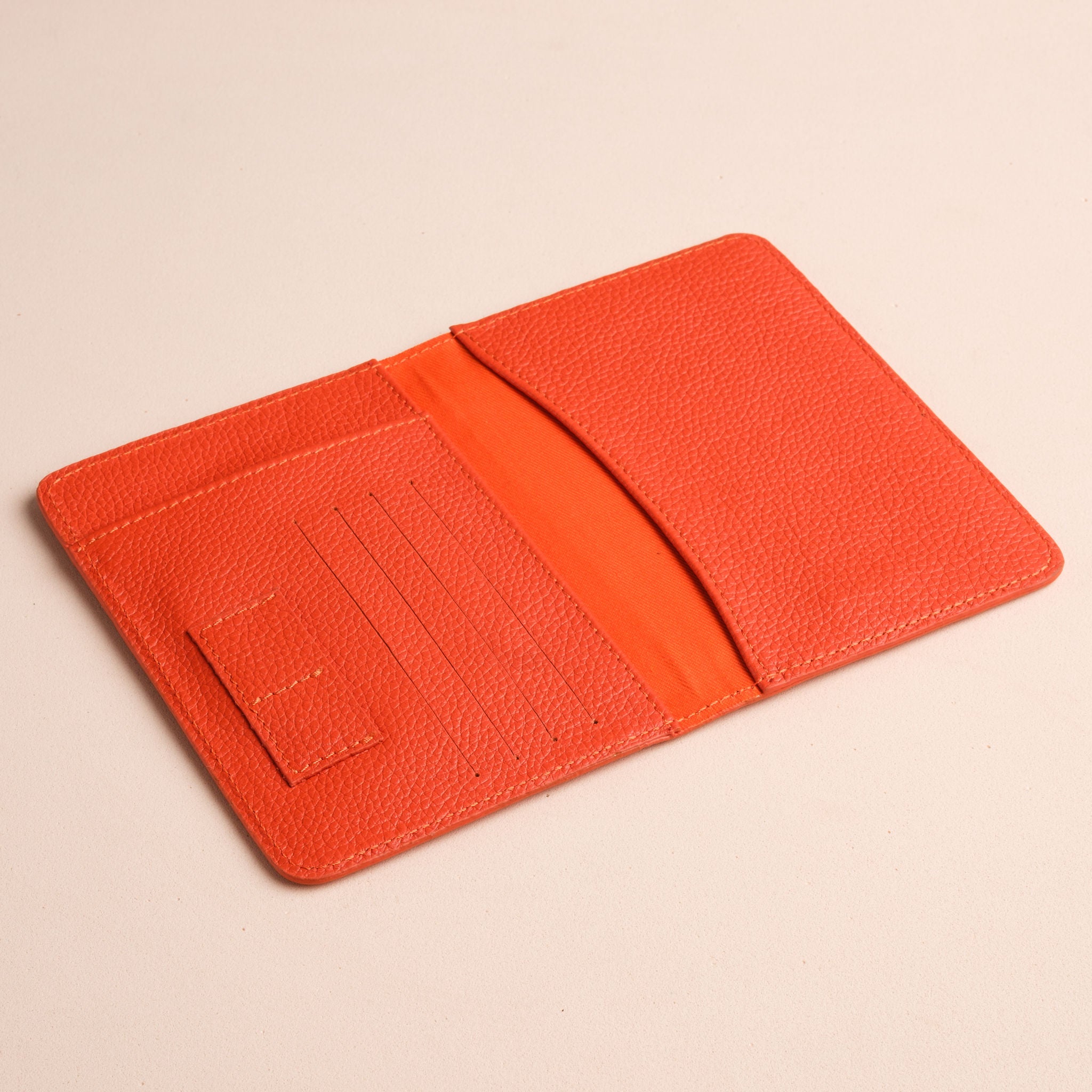 IDYR Ahaddoun Passport Holder in Orange | Handmade Leather & Boucherouite
