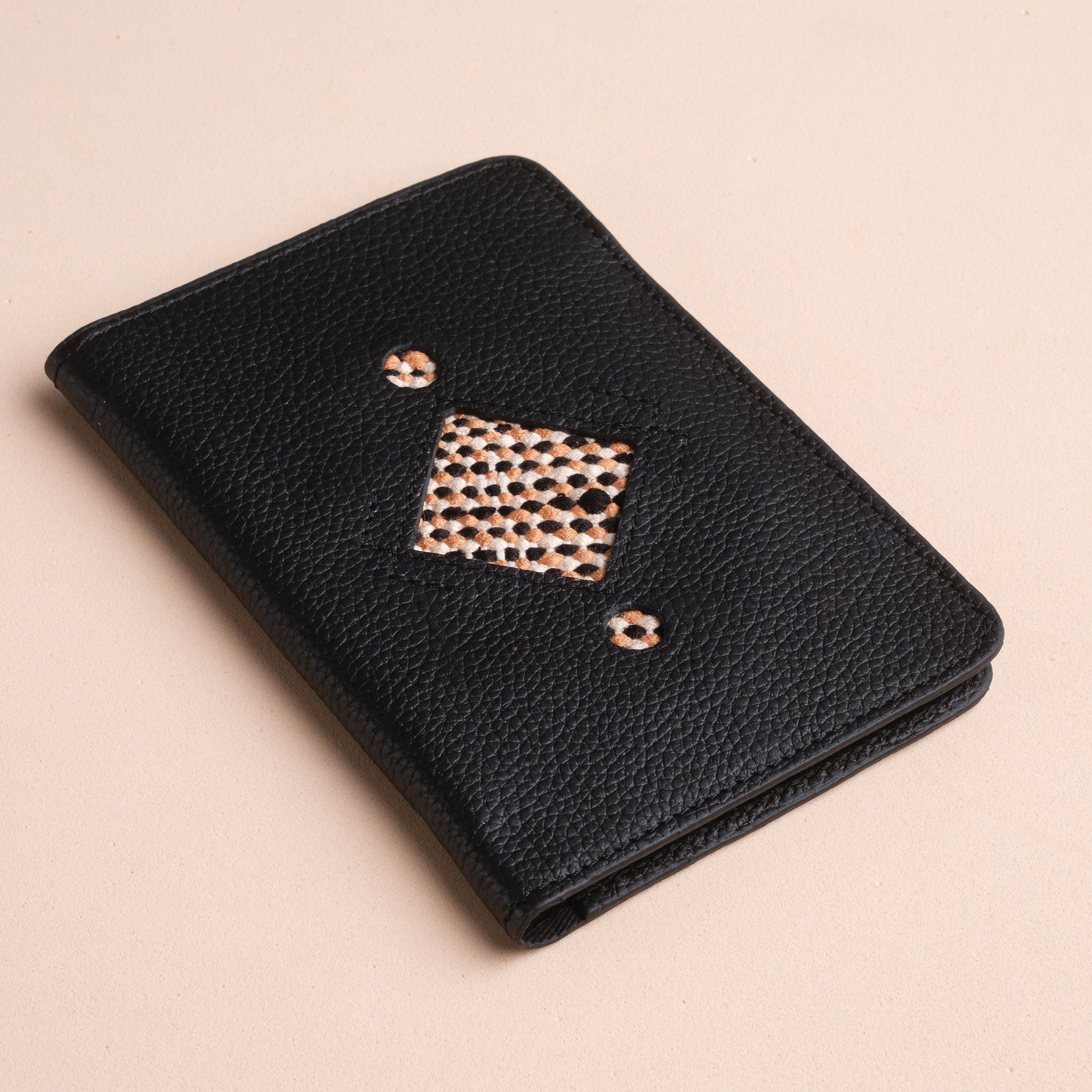 IDYR Ahaddoun Passport Holder in Black | Handmade Leather & Boucherouite
