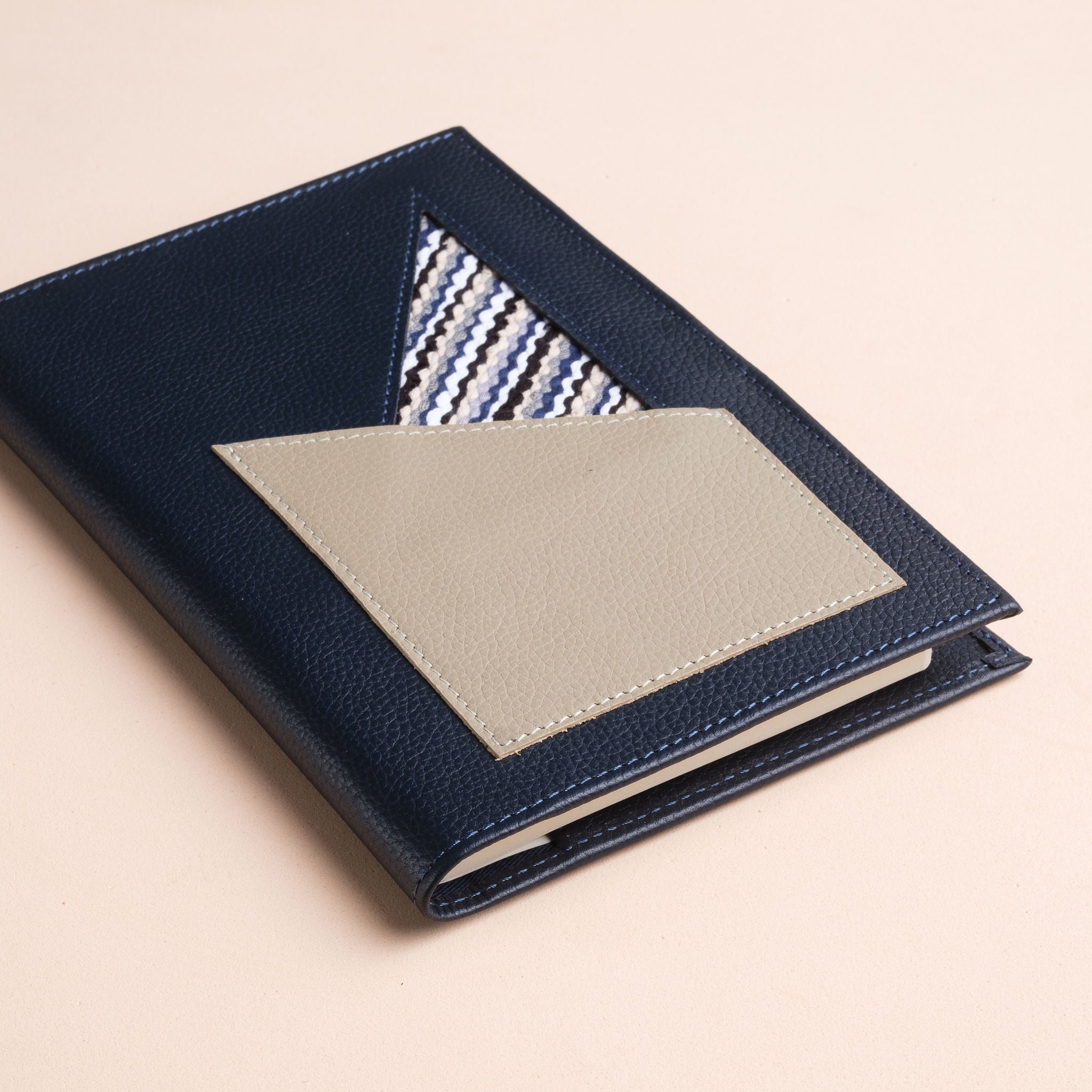 IDYR Kennash Notebook Cover Set in Blue | Handmade Moroccan Leather & Boucherouite