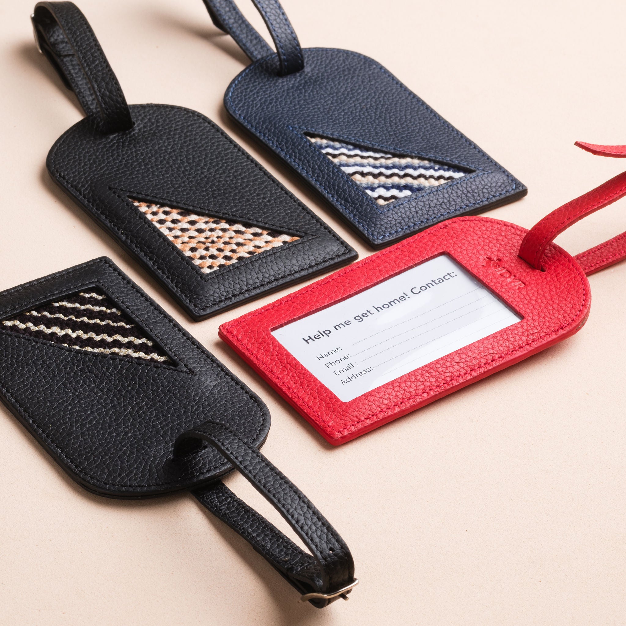 IDYR Azara Luggage Tag in Red | Handmade Luxury Moroccan Leather Accessory