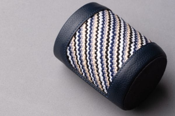 IDYR Akas Pen Holder Blue  | Handmade Handwoven Moroccan Leather Desk Accessory