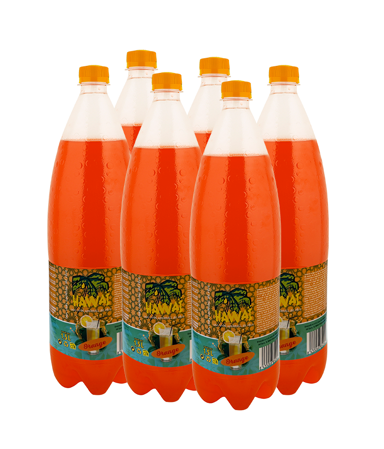 Hawai Orange 1.5L Plastic Bottle (Pack of 6)