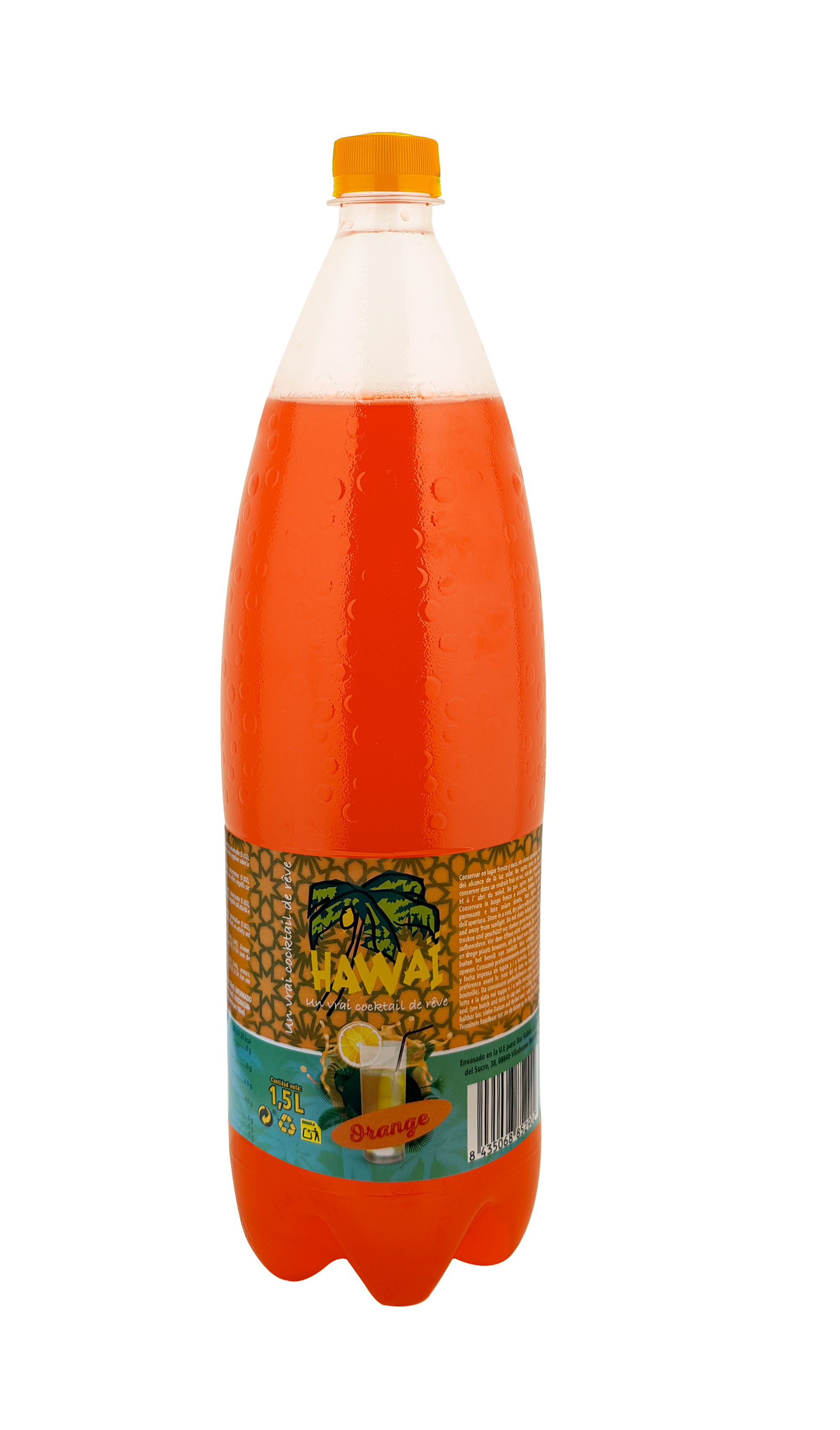 Hawai Orange 1.5L Plastic Bottle (Pack of 6)