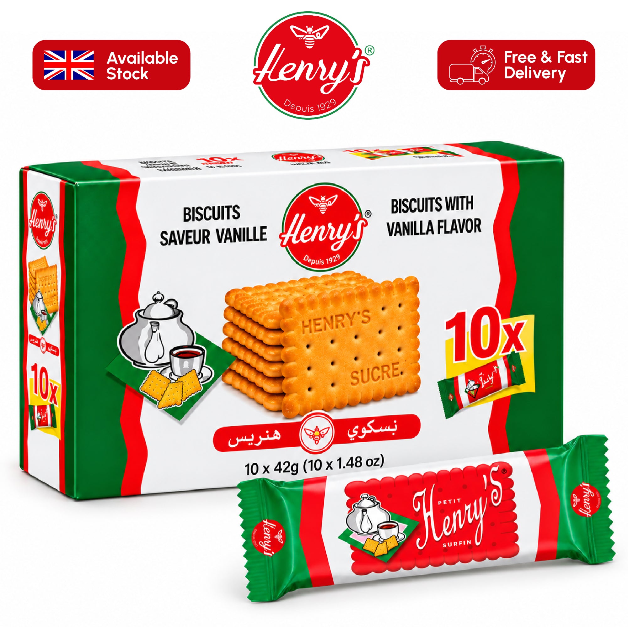 Henry’s Petit Original Tea Biscuits – 10 x 42g Pack