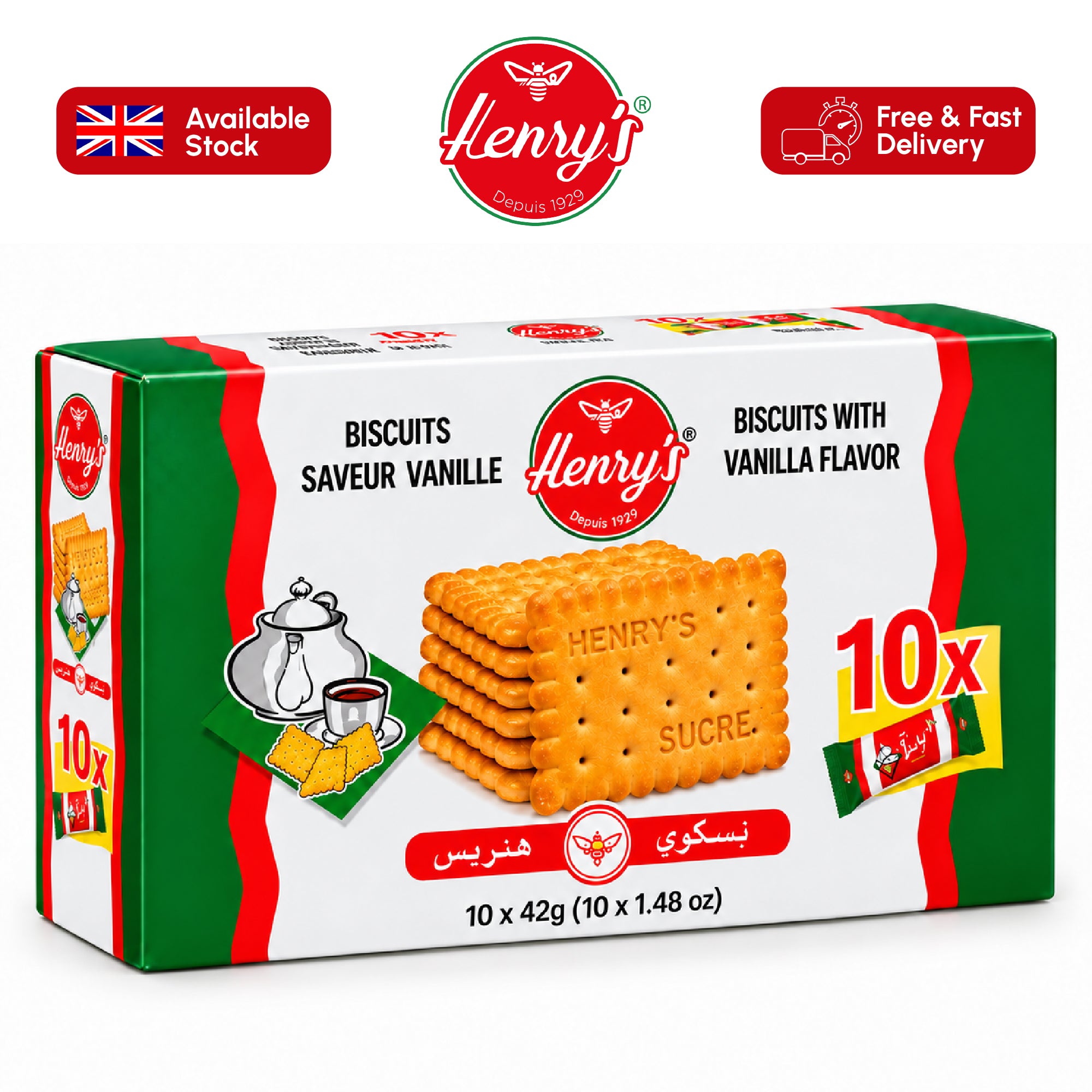 Henry’s Petit Original Tea Biscuits – 10 x 42g Pack