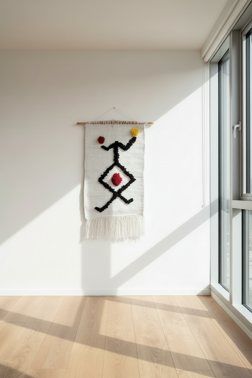 Idyr Handmade Moroccan Symbol Textile Wall Hanging Rug