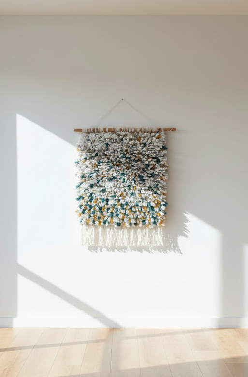 Idyr Hand Knotted Recycled Textile Boucherouite Wall Hanging Rug