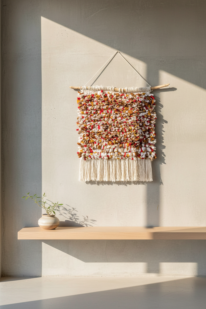 Idyr Hand Knotted Recycled Textile Boucherouite Wall Hanging Rug