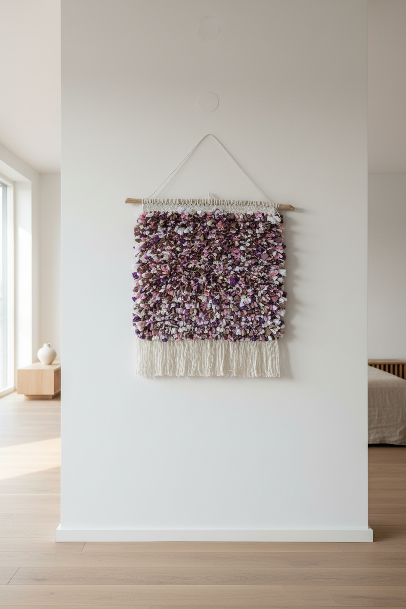 Idyr Hand Knotted Recycled Textile Boucherouite Wall Hanging Rug