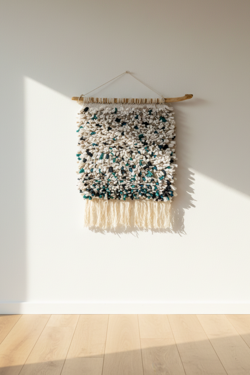 Idyr Hand Knotted Recycled Textile Boucherouite Wall Hanging Rug