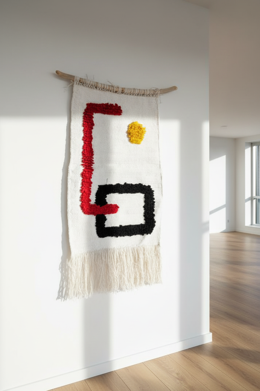 Idyr Handmade Moroccan Symbol Textile Wall Hanging Rug