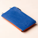 IDYR Aghlane Multifunctional Wallet in Blue & Orange | Handmade Moroccan Leather