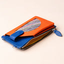 IDYR Aghlane Multifunctional Wallet in Blue & Orange | Handmade Moroccan Leather