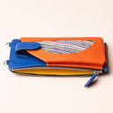 IDYR Aghlane Multifunctional Wallet in Blue & Orange | Handmade Moroccan Leather
