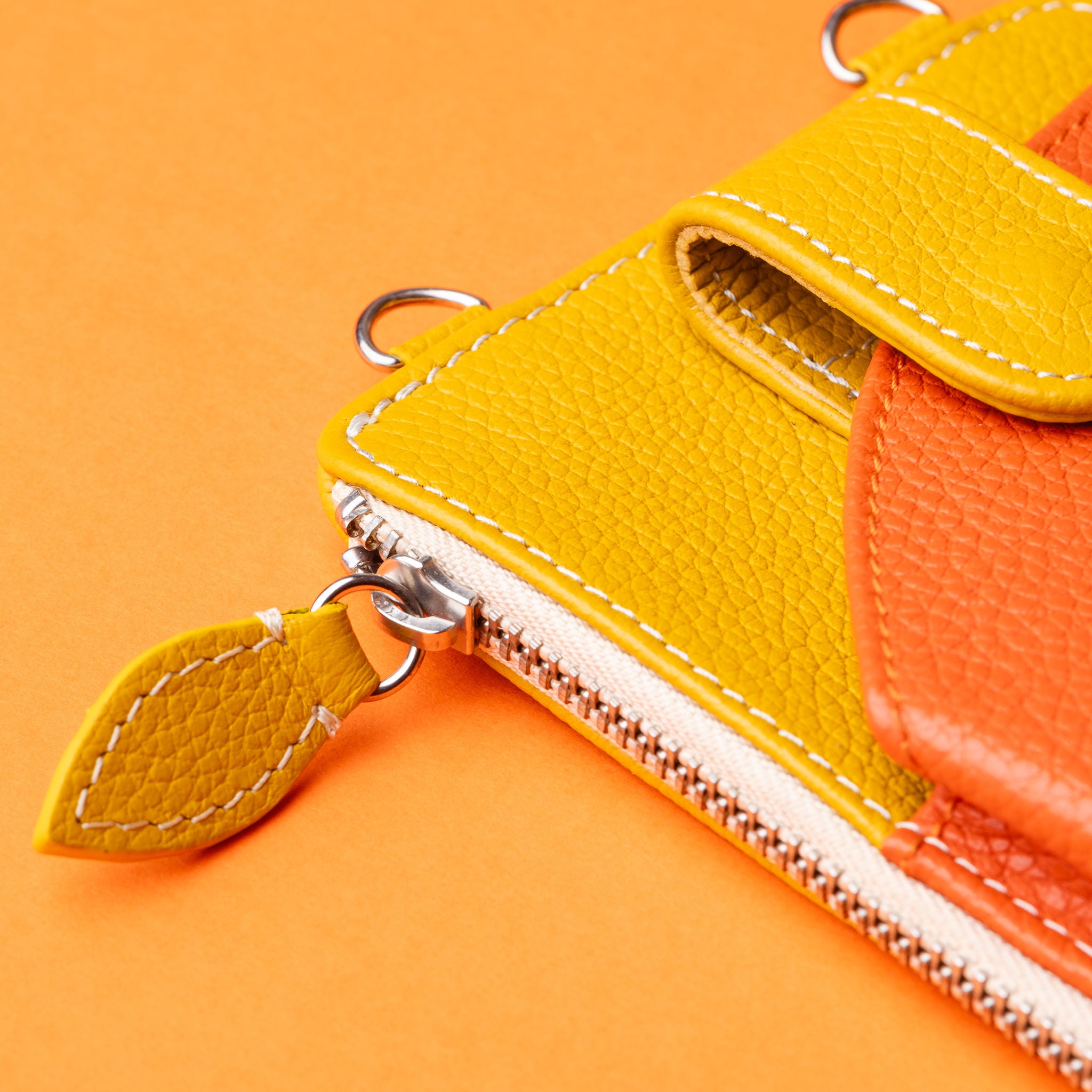 IDYR Aghlane Multifunctional Wallet in Orange & Yellow | Handmade Moroccan Leather