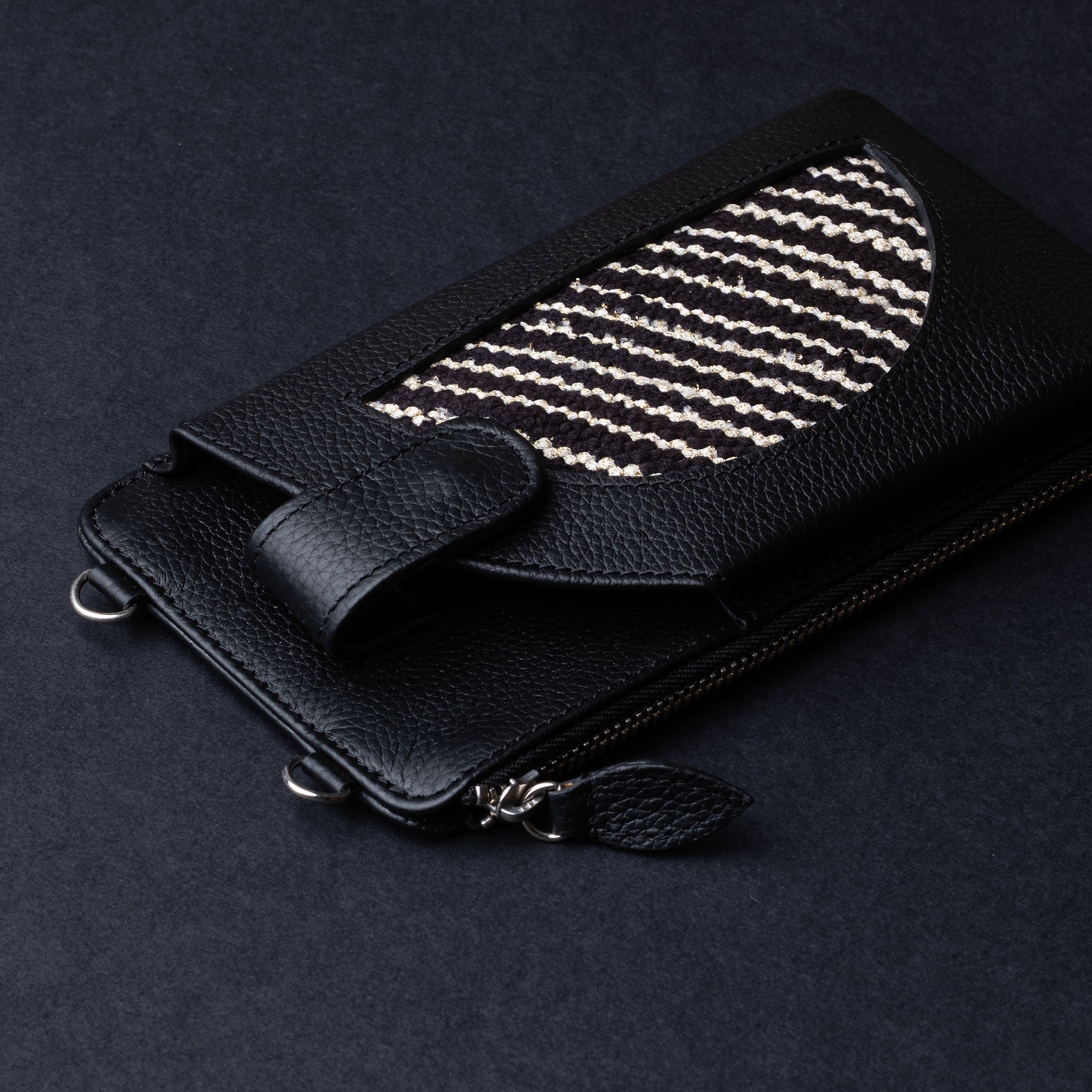 IDYR Aghlane Multifunctional Wallet in Black| Handmade Moroccan Leather
