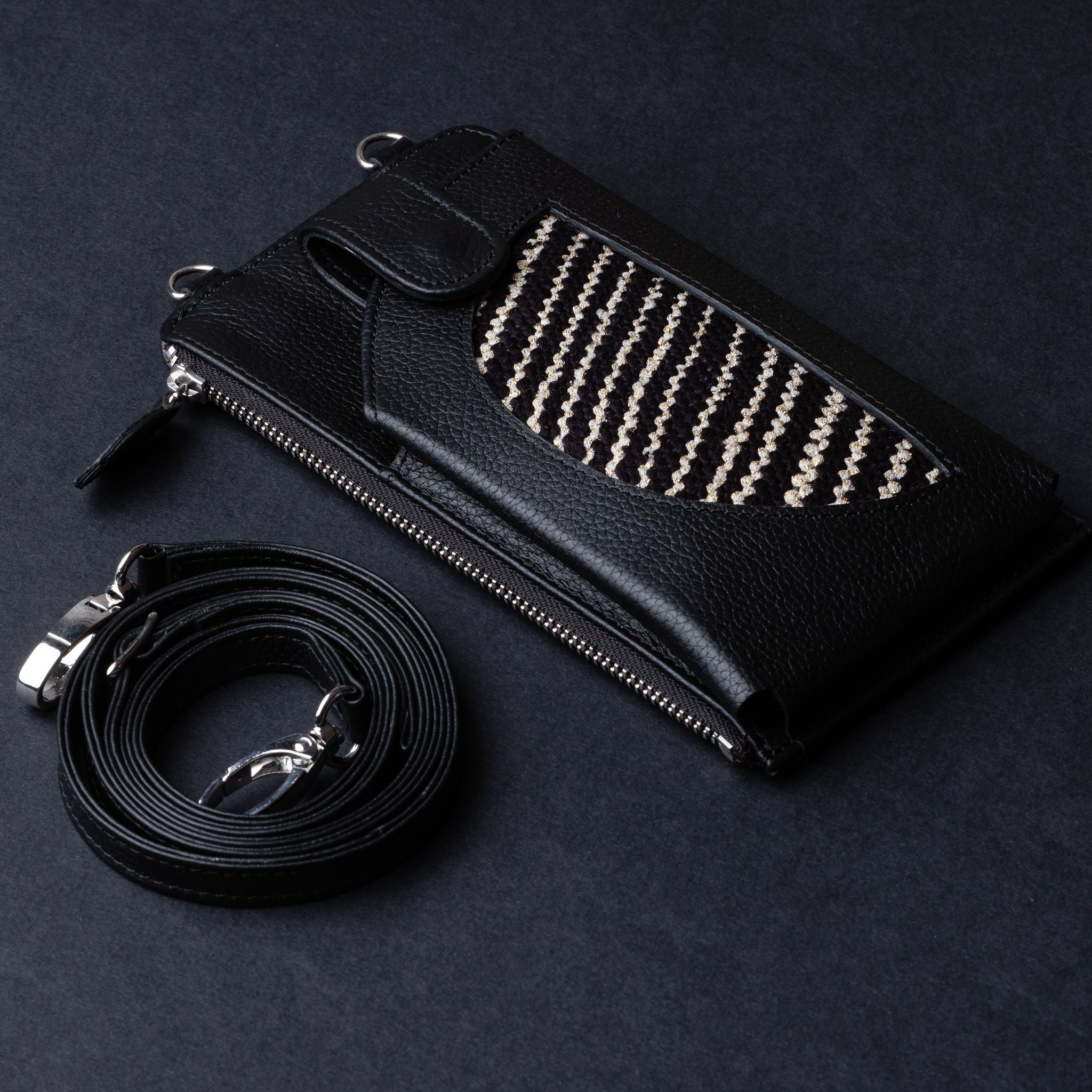 IDYR Aghlane Multifunctional Wallet in Black| Handmade Moroccan Leather
