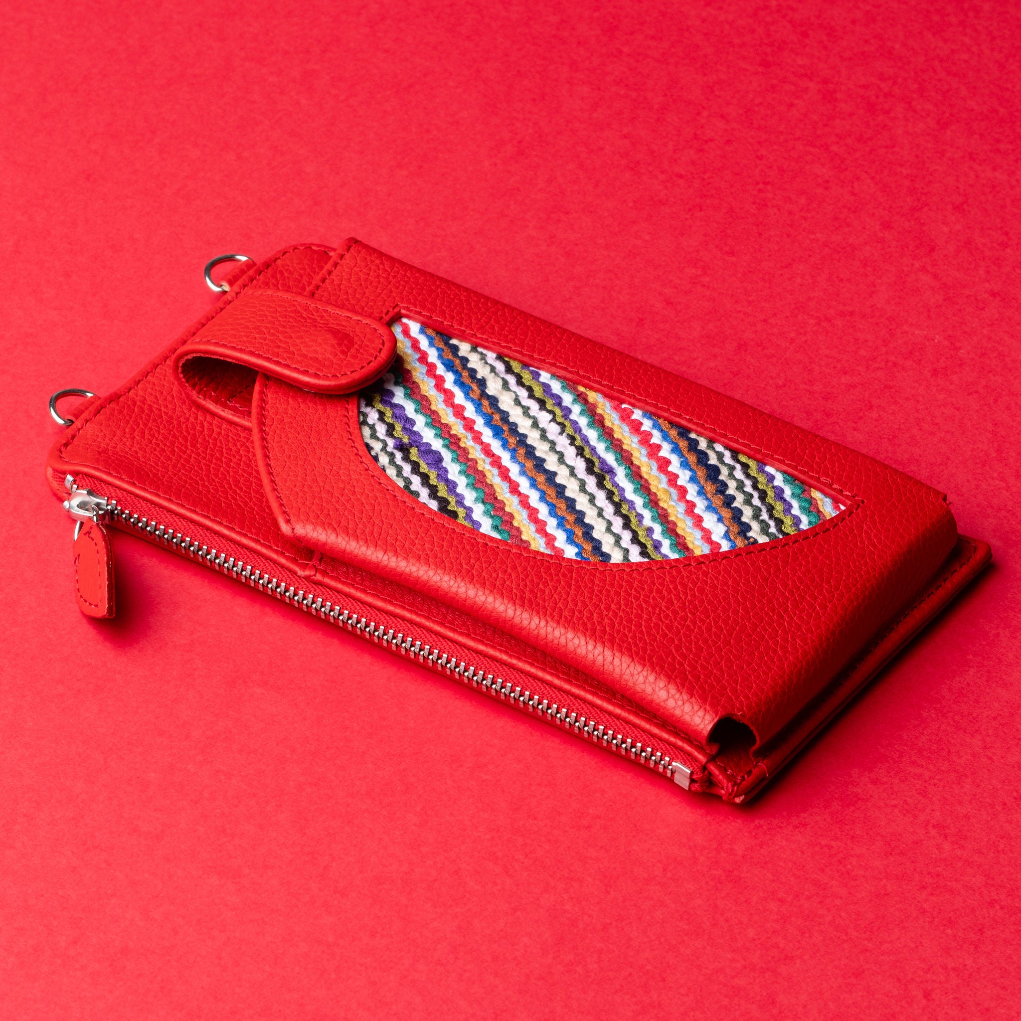 IDYR Aghlane Multifunctional Wallet in Red| Handmade Moroccan Leather