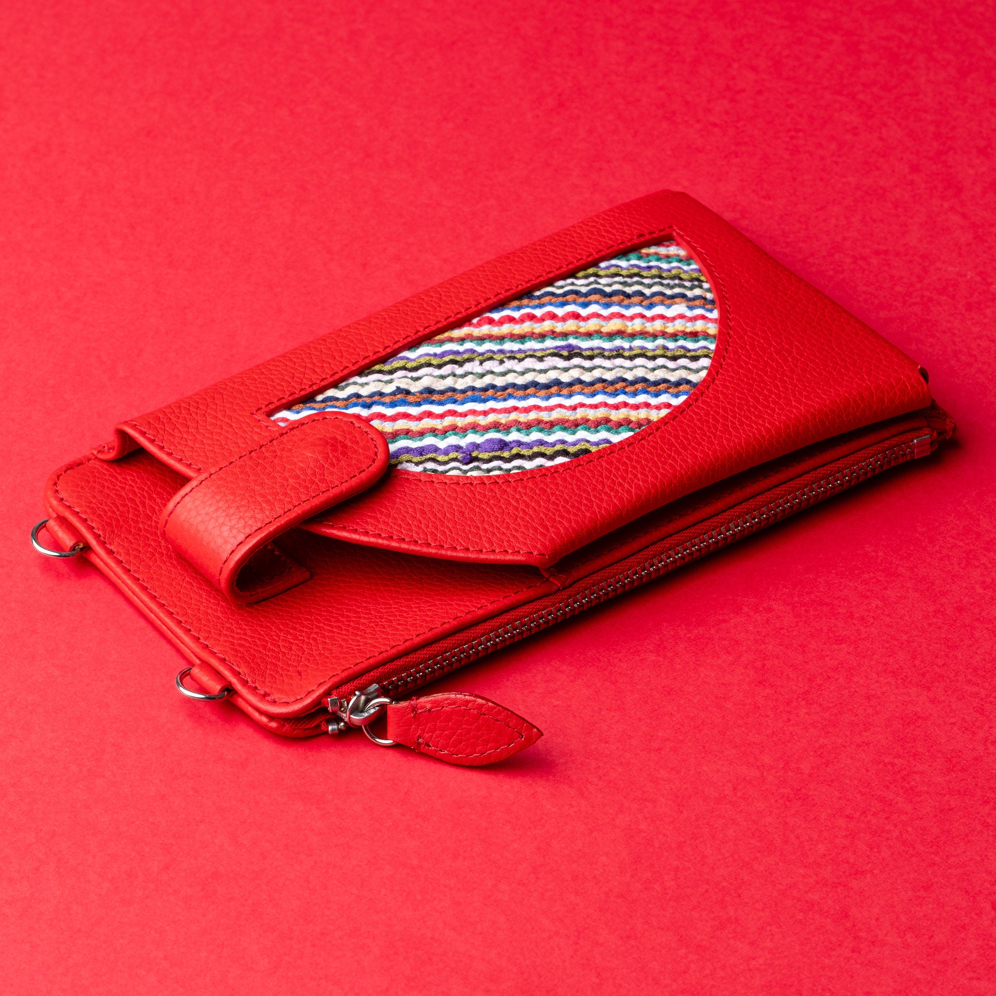 IDYR Aghlane Multifunctional Wallet in Red| Handmade Moroccan Leather