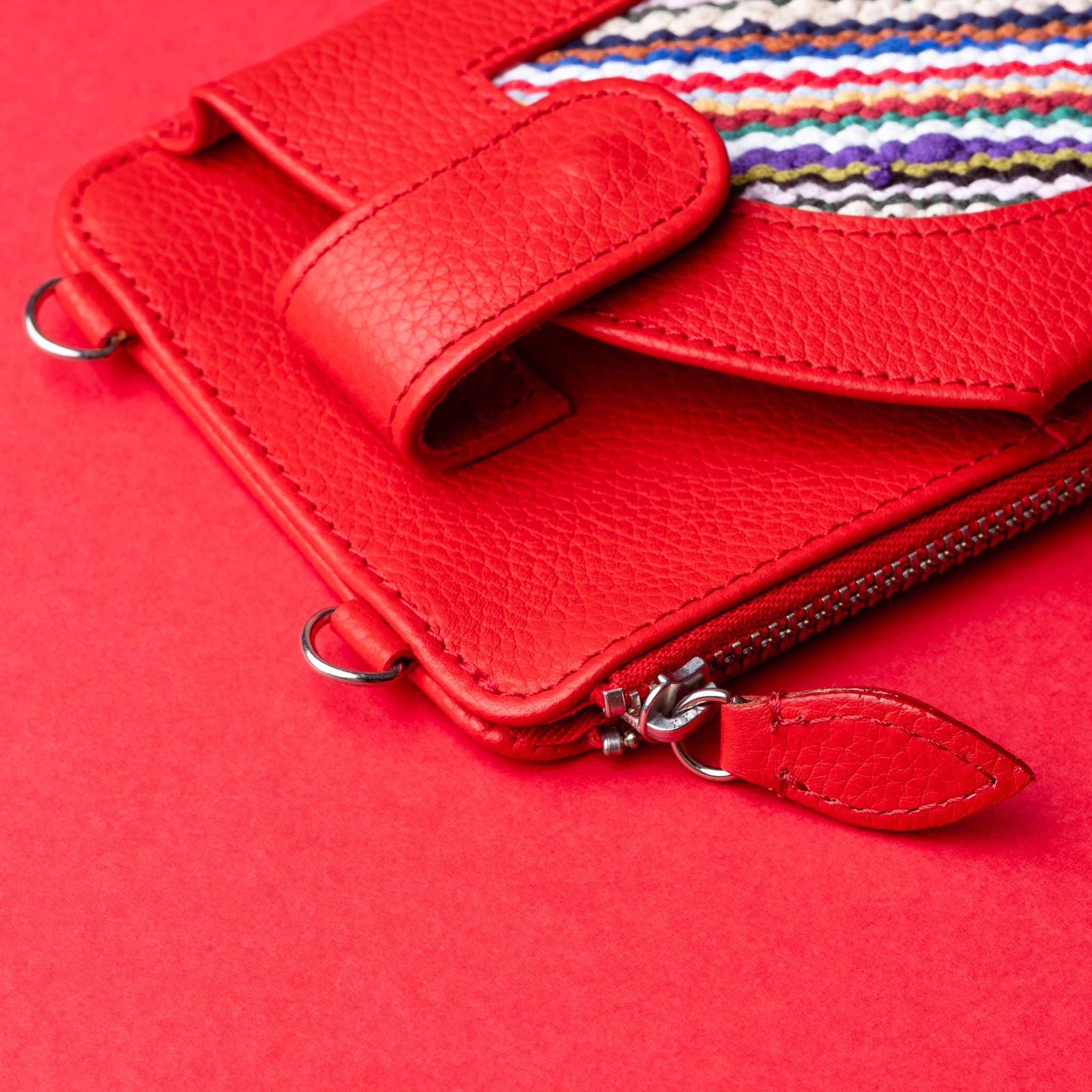 IDYR Aghlane Multifunctional Wallet in Red| Handmade Moroccan Leather