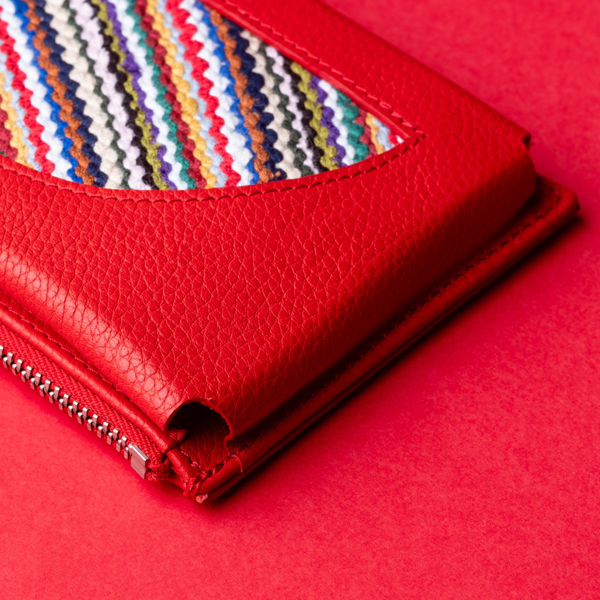 IDYR Aghlane Multifunctional Wallet in Red| Handmade Moroccan Leather