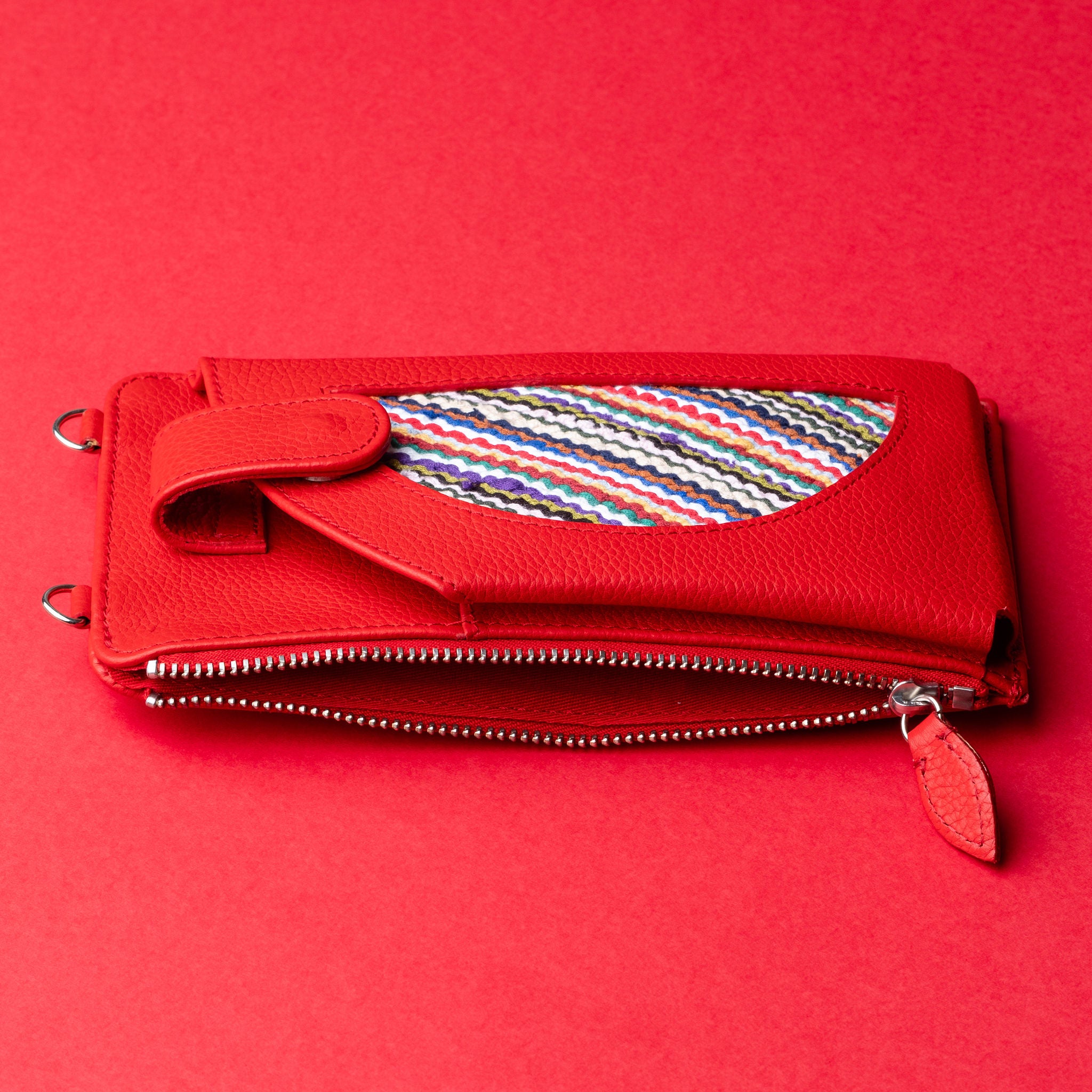 IDYR Aghlane Multifunctional Wallet in Red| Handmade Moroccan Leather