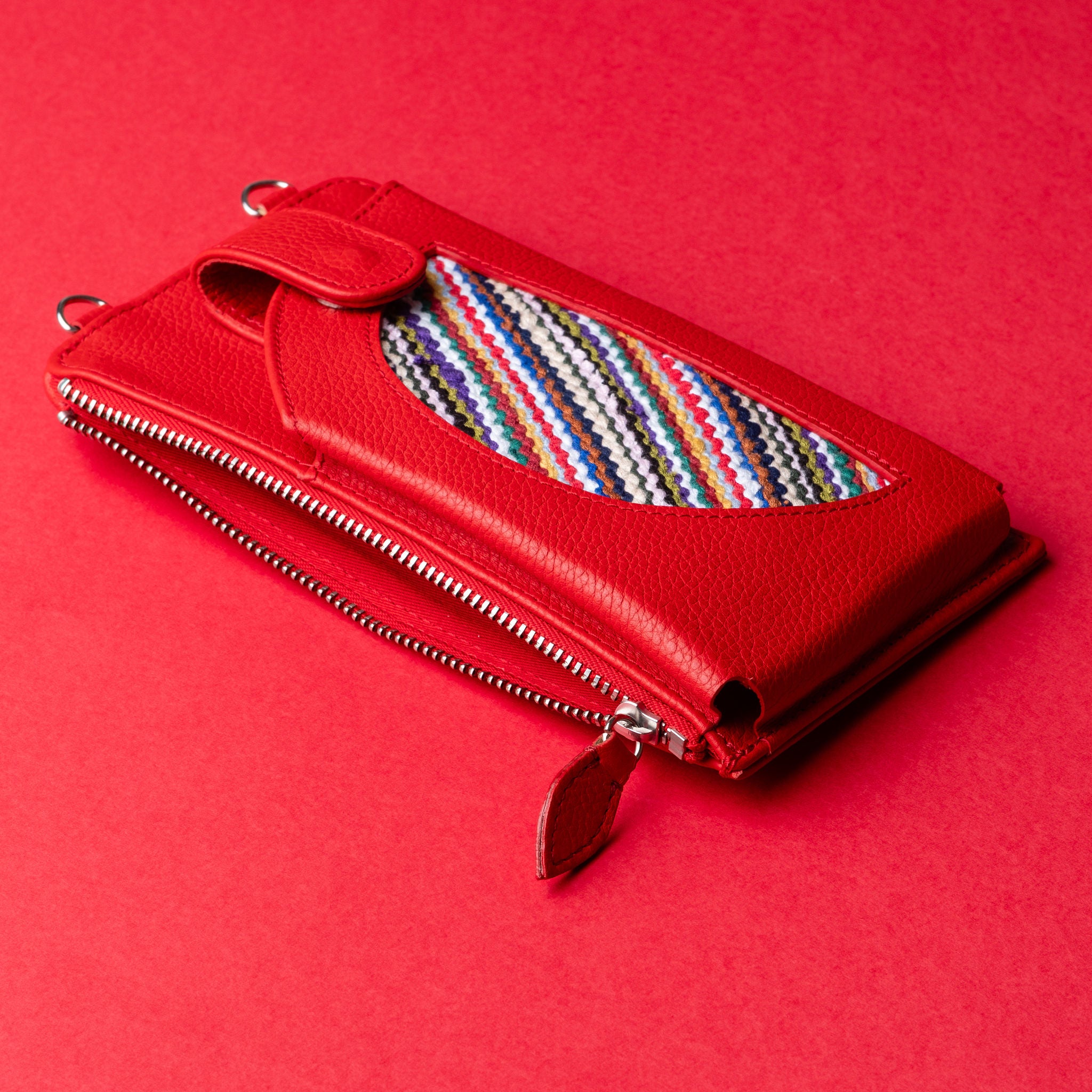 IDYR Aghlane Multifunctional Wallet in Red| Handmade Moroccan Leather