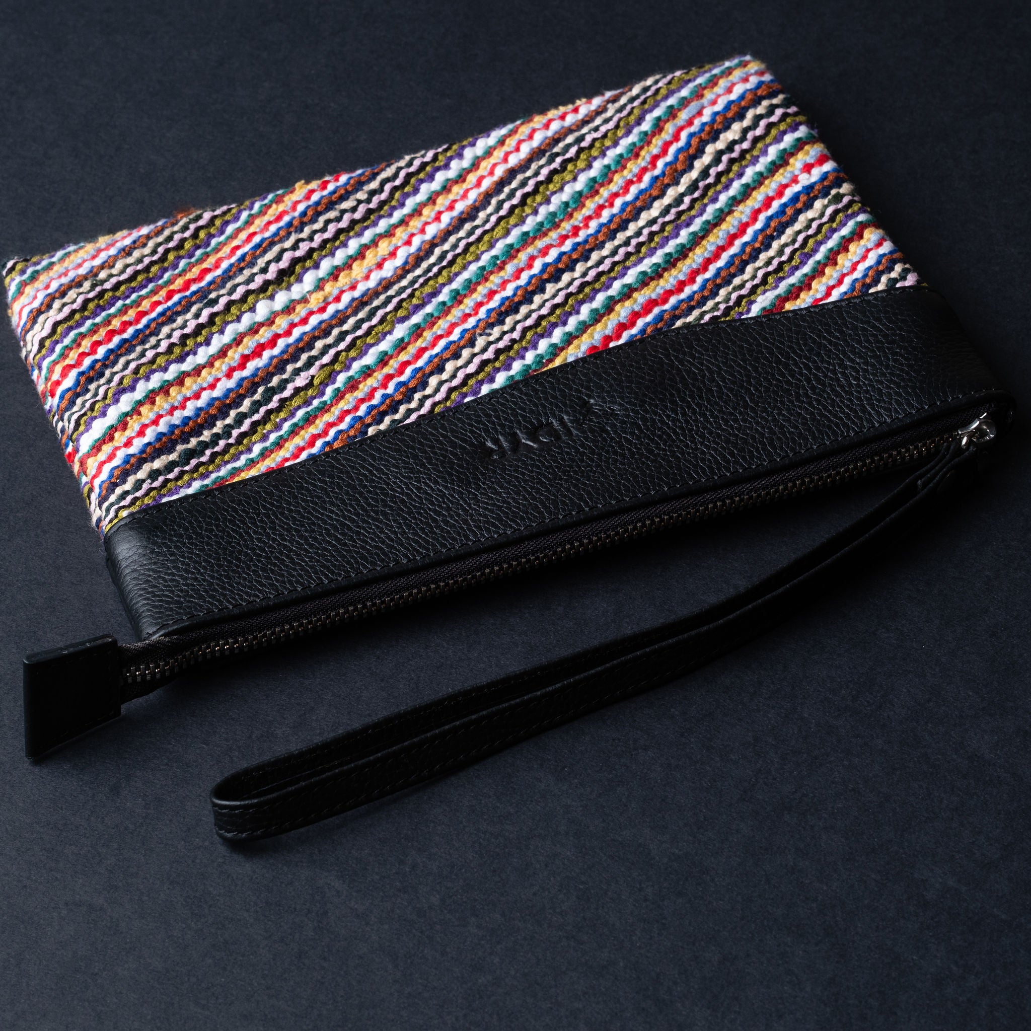 IDYR Khyam Woven Leather Clutch in Black | Handmade Moroccan Artisan Bag