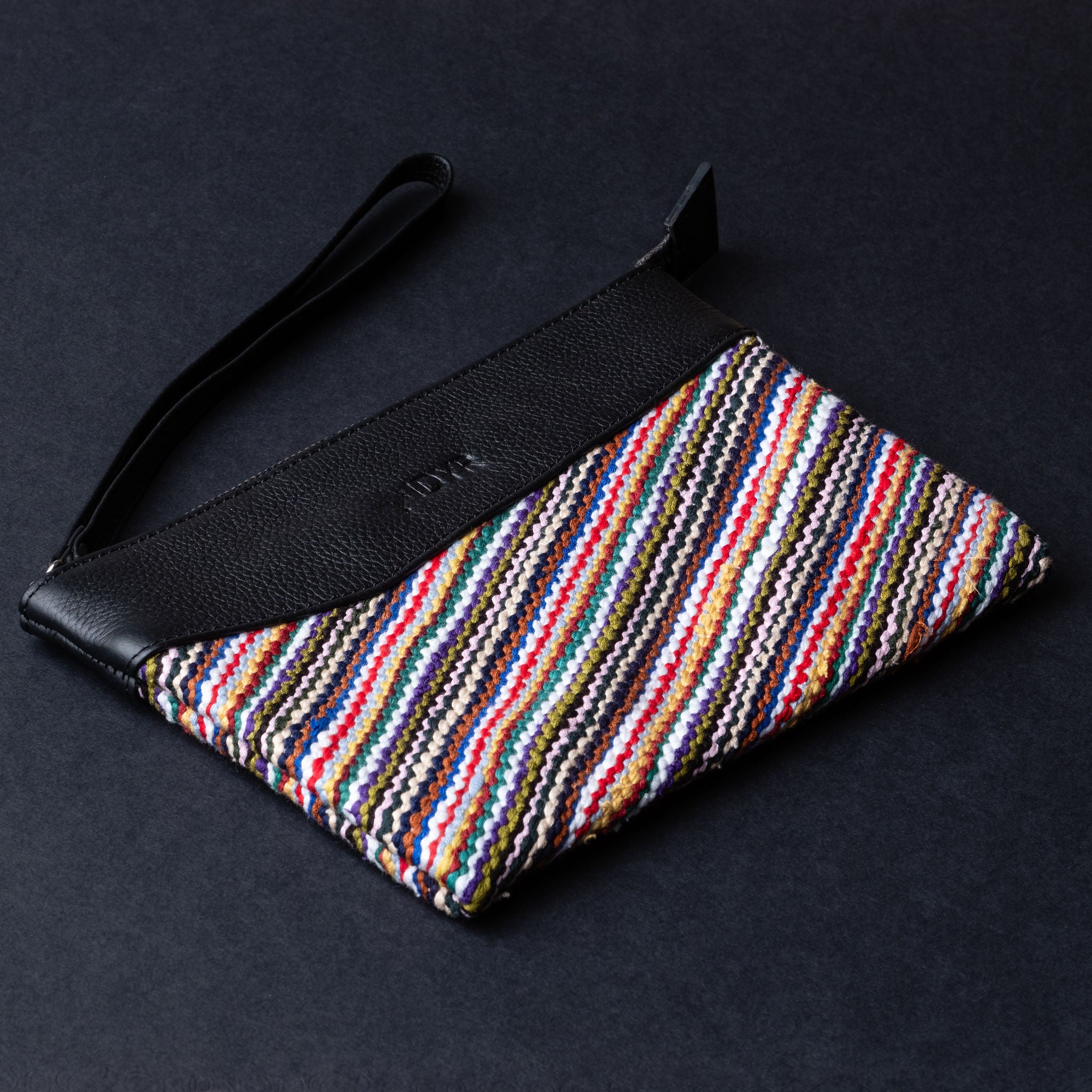 IDYR Khyam Woven Leather Clutch in Black | Handmade Moroccan Artisan Bag