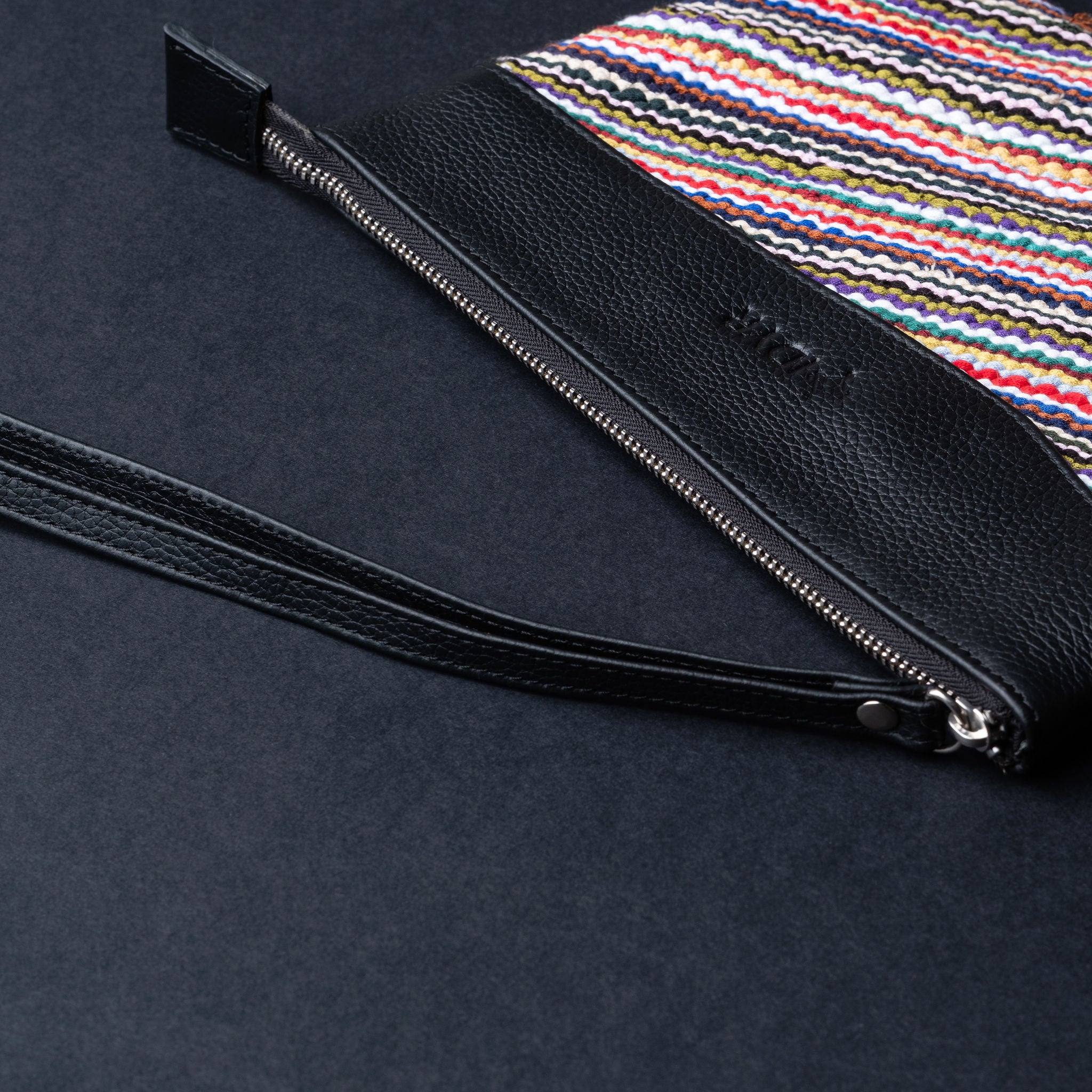IDYR Khyam Woven Leather Clutch in Black | Handmade Moroccan Artisan Bag